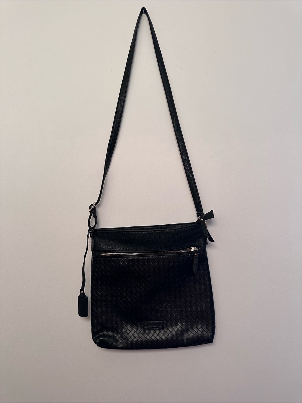 Lucky Brand Black Woven Leather Crossbody Bag